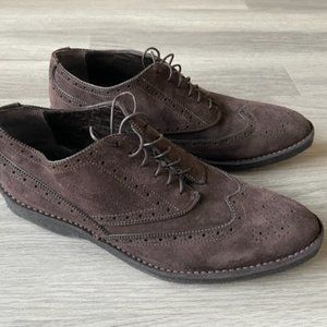 Giorgio Armani Suede Men Lace-up Oxford Shoes Brown 11